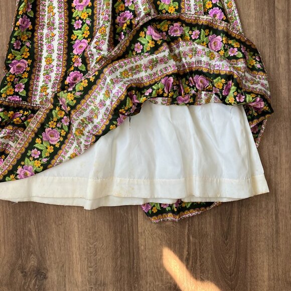Vintage 70s Velvet Floral Cottage Prairie Peasant Maxi Dress Sz S - Picture 8 of 14
